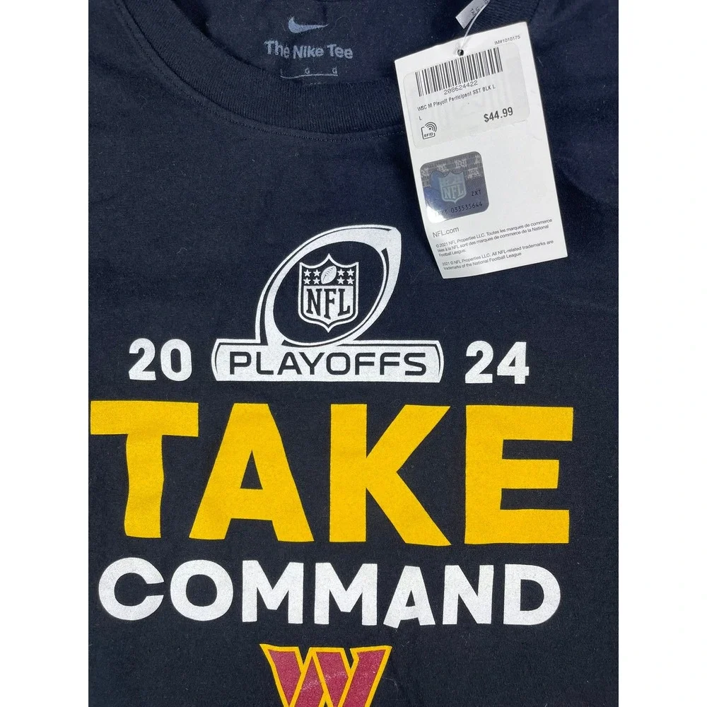 Nike Washington Commanders 2024 NFL Playoffs Take Command T-Shirt Black Mens L